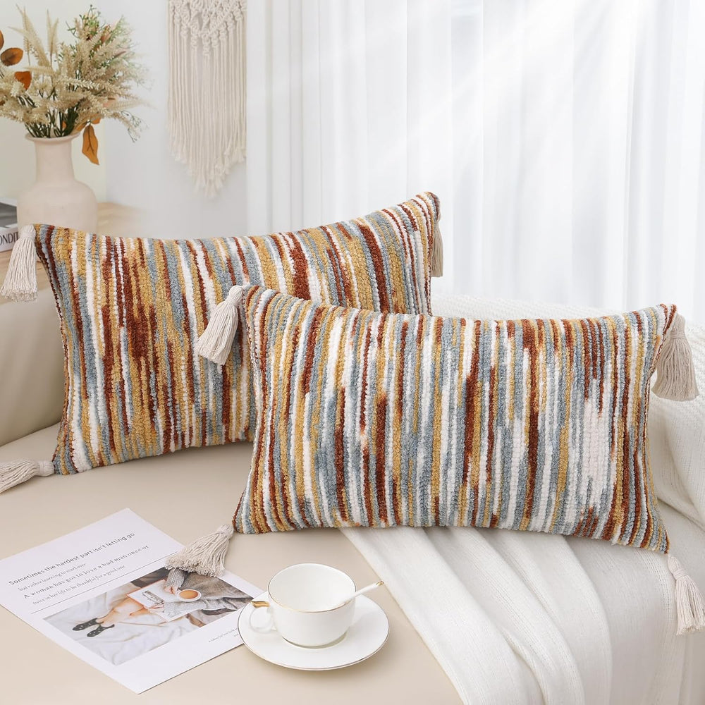 Simmore Fall Boho Decorative Rust Throw Pillow Covers 12X20 Set of 2