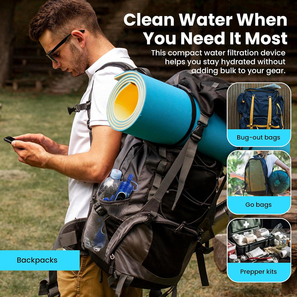 Filters-Clean Survival Water Filter Straw, 0.1 Micron Water Purifier 2 Pack
