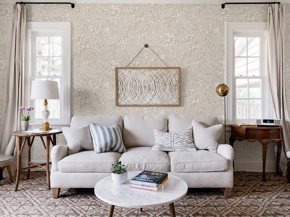 Heroad Peel and Stick Wallpaper Boho Beige Contact Paper Floral Wall Paper Re...