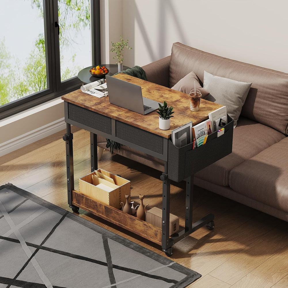 Small Portable Standing Rolling Desk - 32 Inch Adjustable Mobile Stand Up Tea...