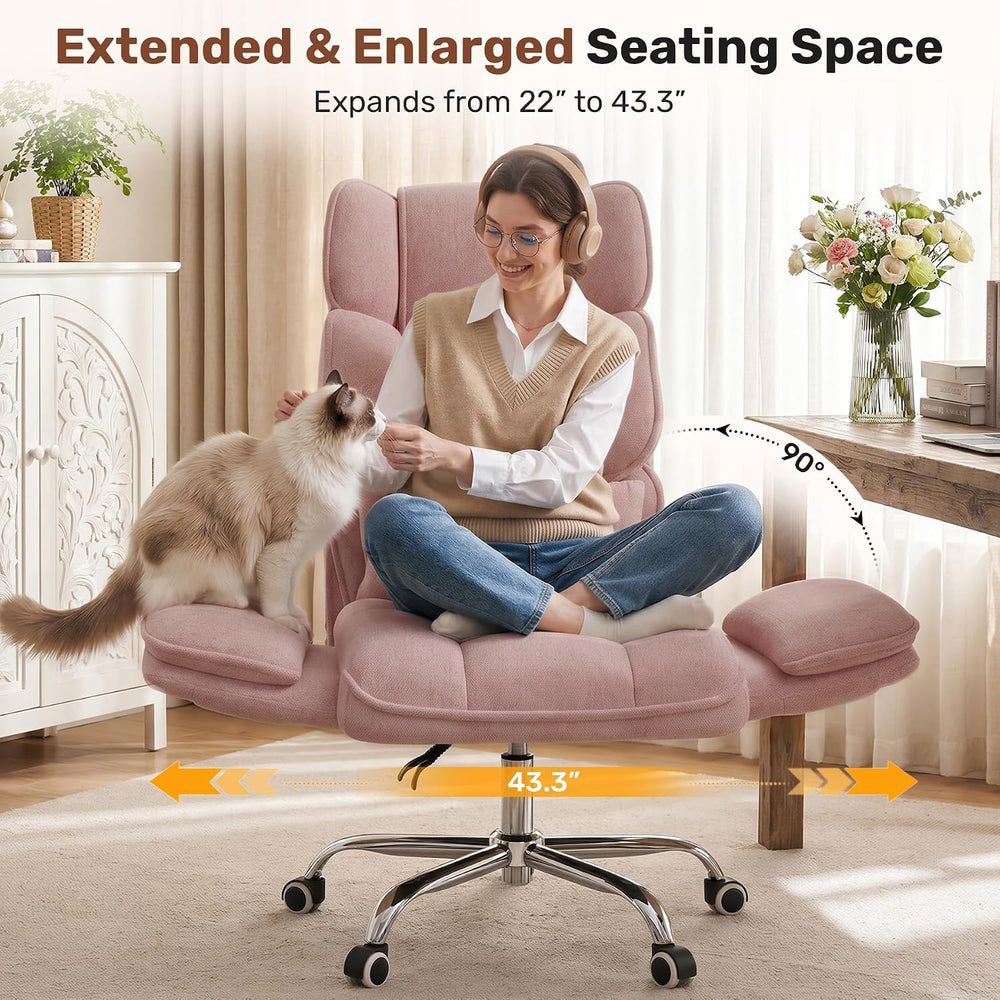 Big and Tall Office Chair, Flip Armrests with Side Pockets, Comfy Criss Cross...