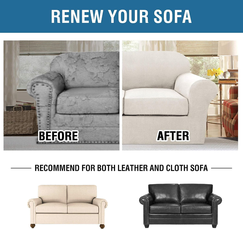H.VERSAILTEX 3 Piece Stretch Sofa Covers for 2 Cushion Loveseat Couch Covers ...