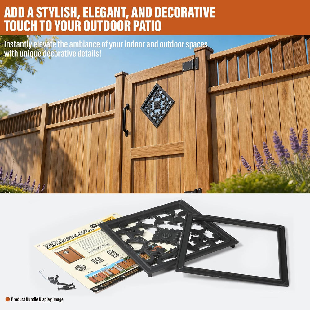 12.5 Inch Square Fence Gate Decorative Insert – AD-42 Cast Aluminum Ornamenta...