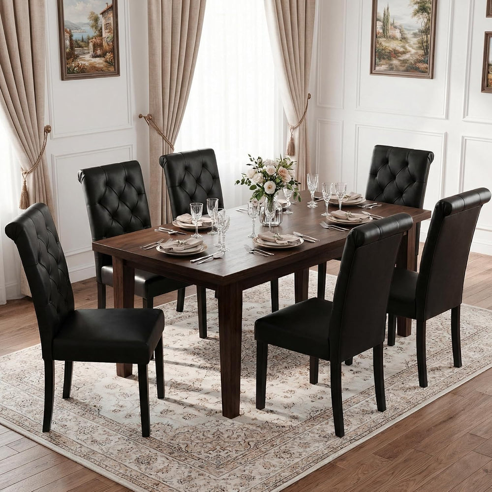 LSSBOUGHT Upholstered Dining Chairs Set of 2,Tufted Parsons Kitchen Chair wit...