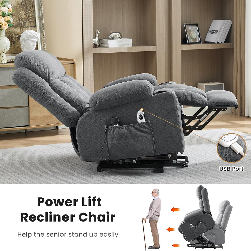 MAHOMICO Power Lift Recliner Chair for Elderly with Vibration Massage and Lum...