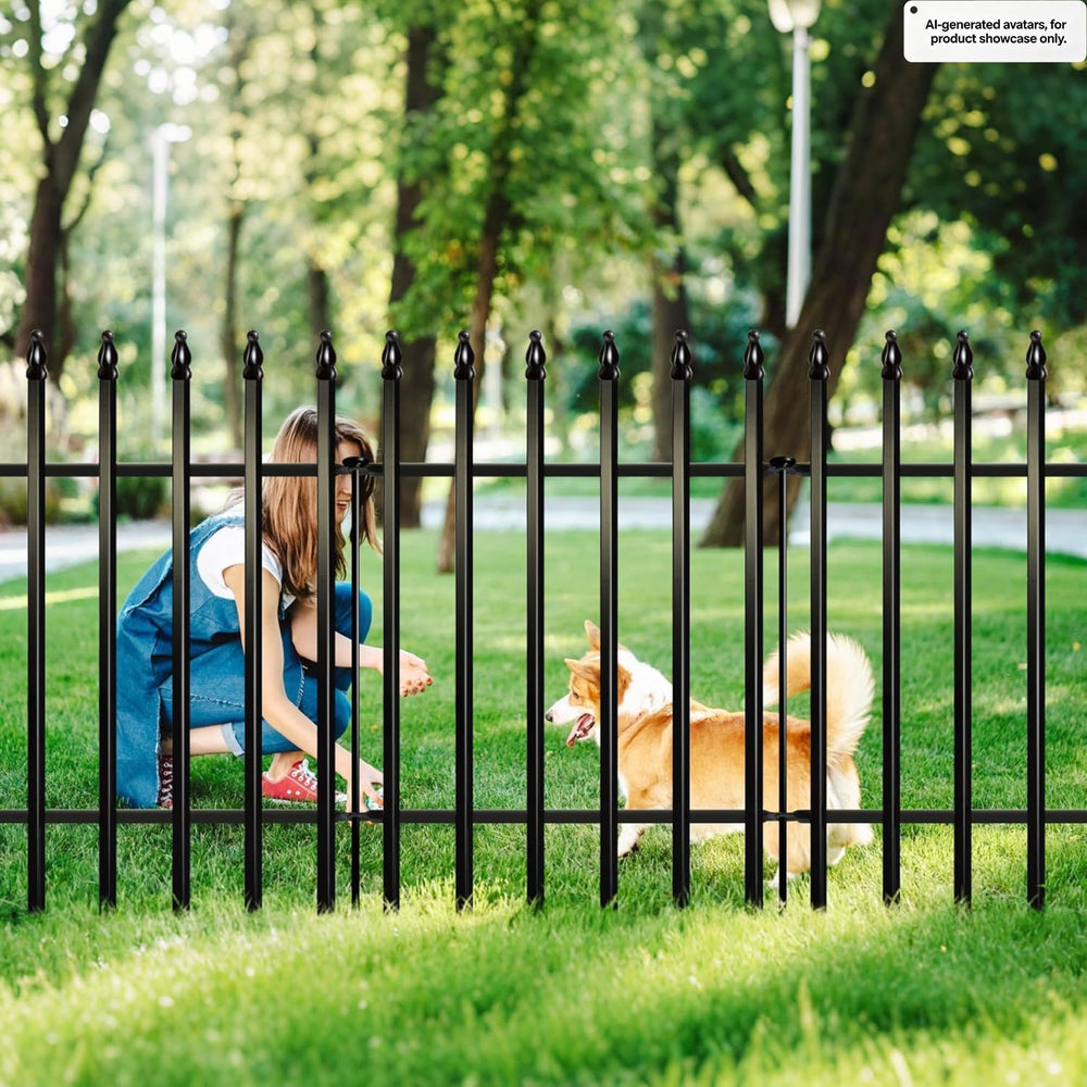 ARIFARO 5 Panel Metal Garden Fence 32" H x 24" W, Decorative Garden...