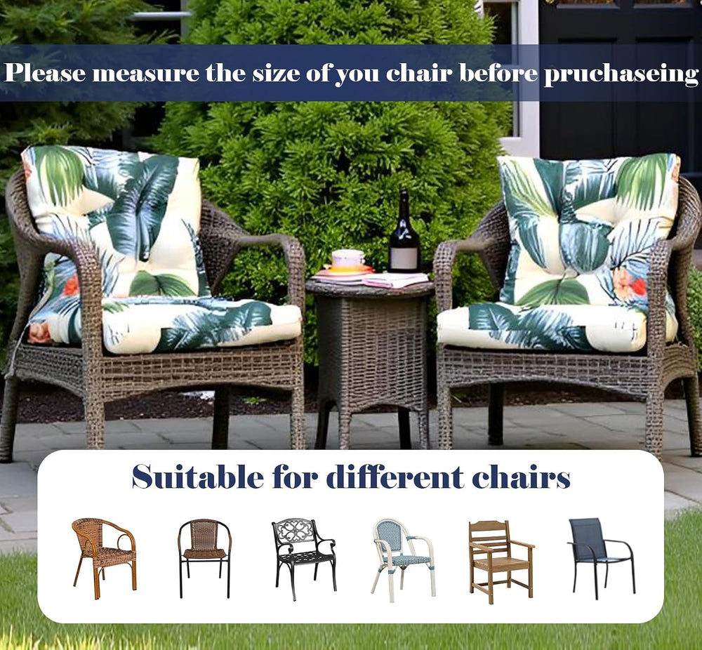 Outdoor Chair Cushions Waterproof Floral Tufted Lawn Wicker Chair Cushion for...