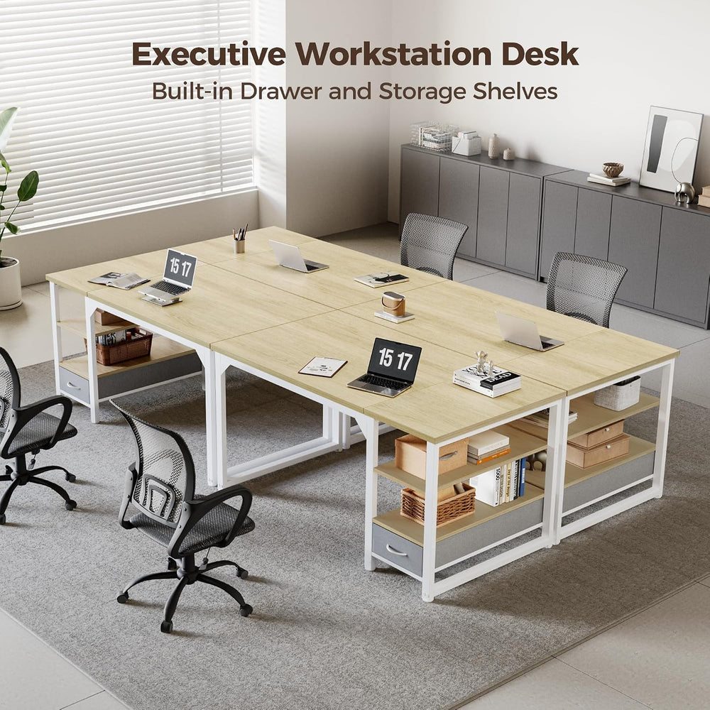 Mericonia 54" Reversible Computer Desk with Drawer, 1" Thick Office...