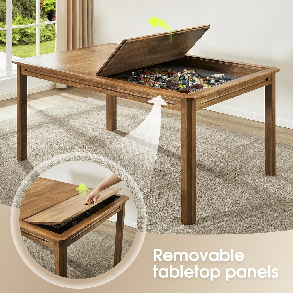 Board Game Table with Removable Table Top, Seats 4 to 6 Players with 57in x 3...