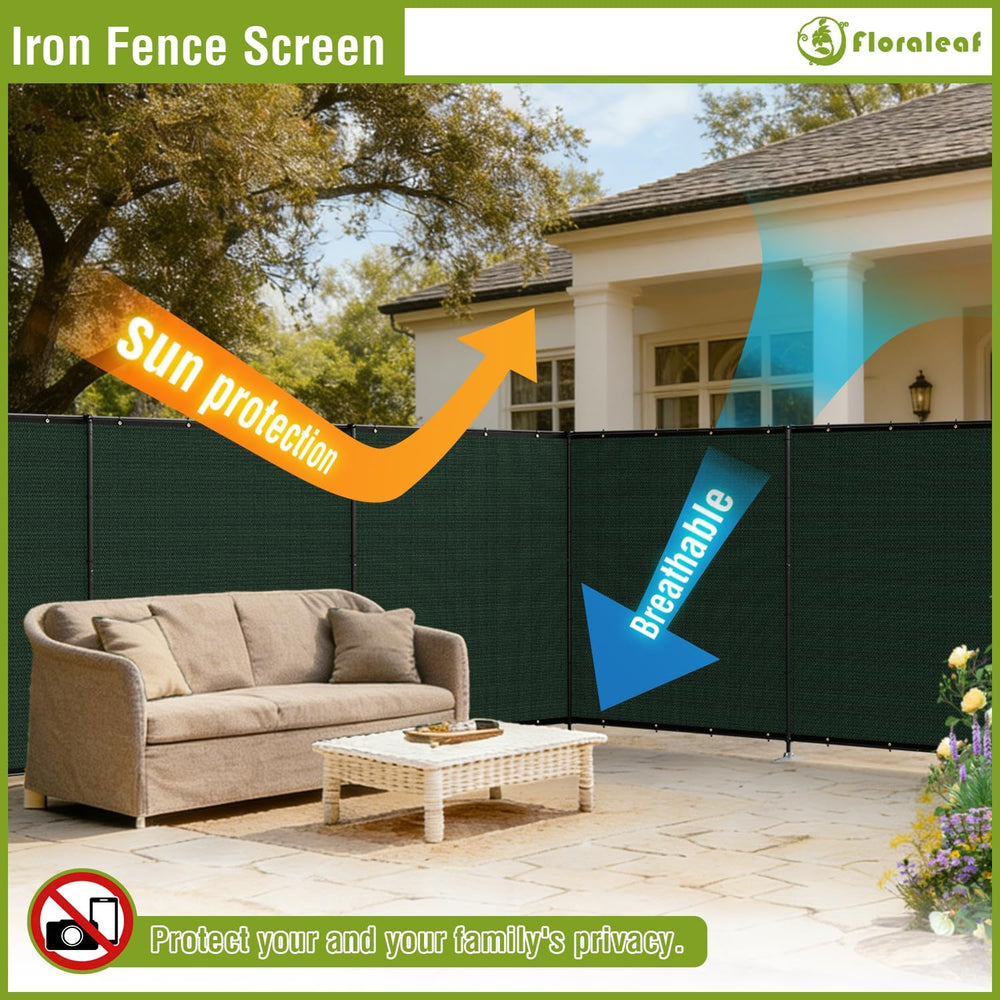 6'x12' Privacy Fence Sets with Iron Poles Outdoor Mesh Shade Net Cove...