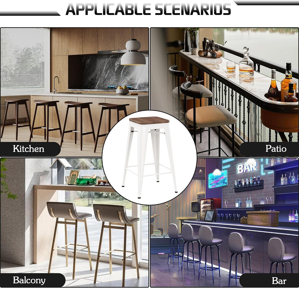 30" Counter Height Bar Stools Set of 4 Barstools Island Side Chairs-White