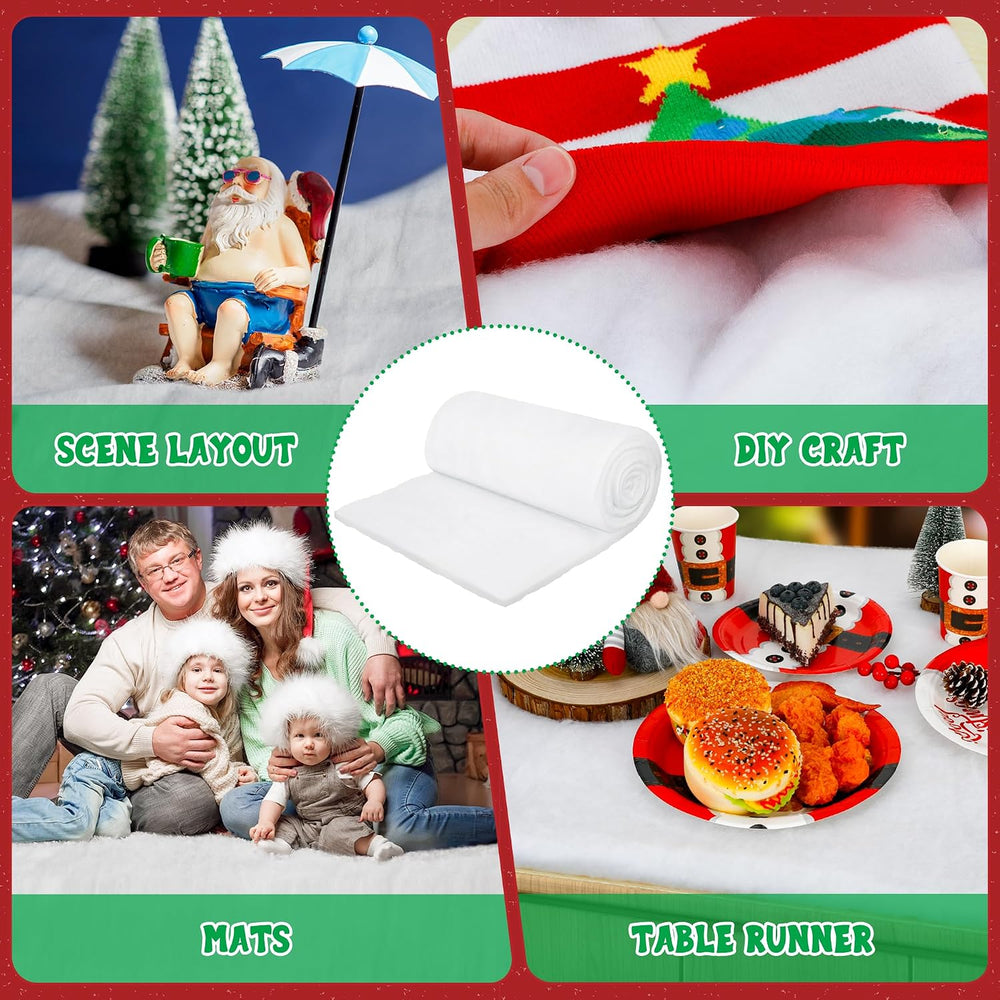 2PCS 3x8FT Thick Fake Snow Blanket for Christmas Tree Base Display Cover
