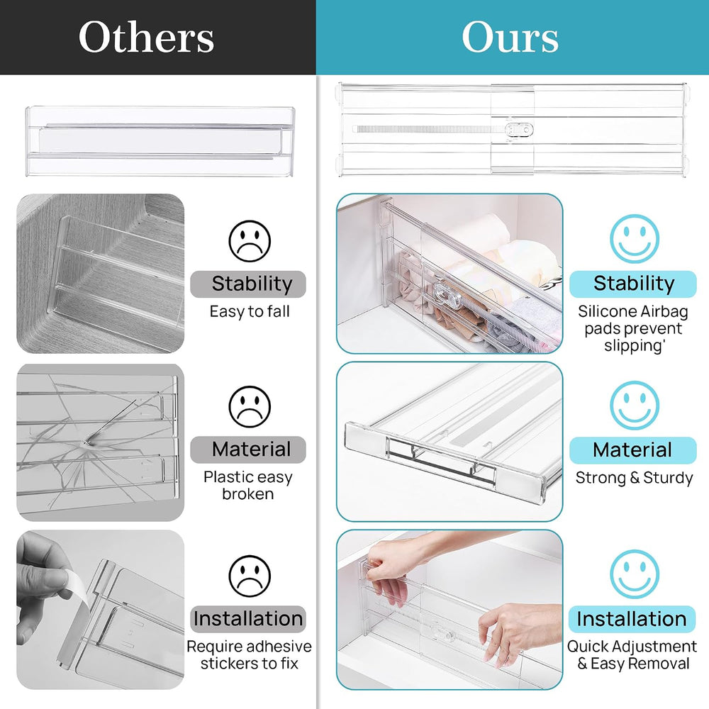 Vtopmart 6" Tall Upgrade Drawer Dividers, 12.8"-22.3" Expandab...