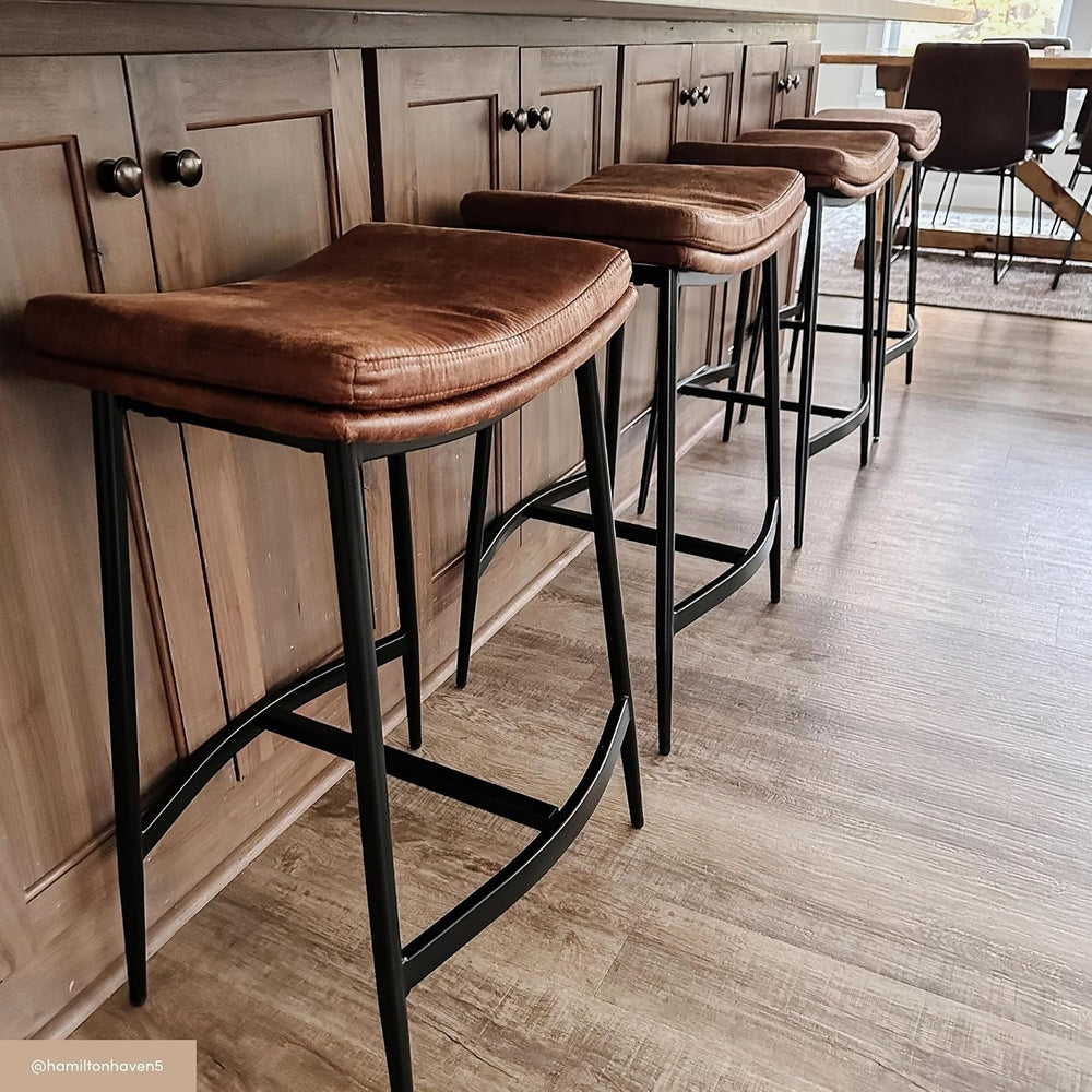 Nathan James Arlo Modern Backless Upholstered Kitchen Counter Bar Stool with ...