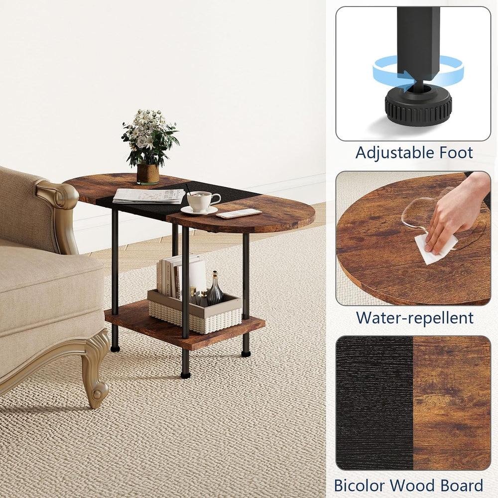 Two-Tone Spliced Tabletop Coffee Table with Storage Shelf