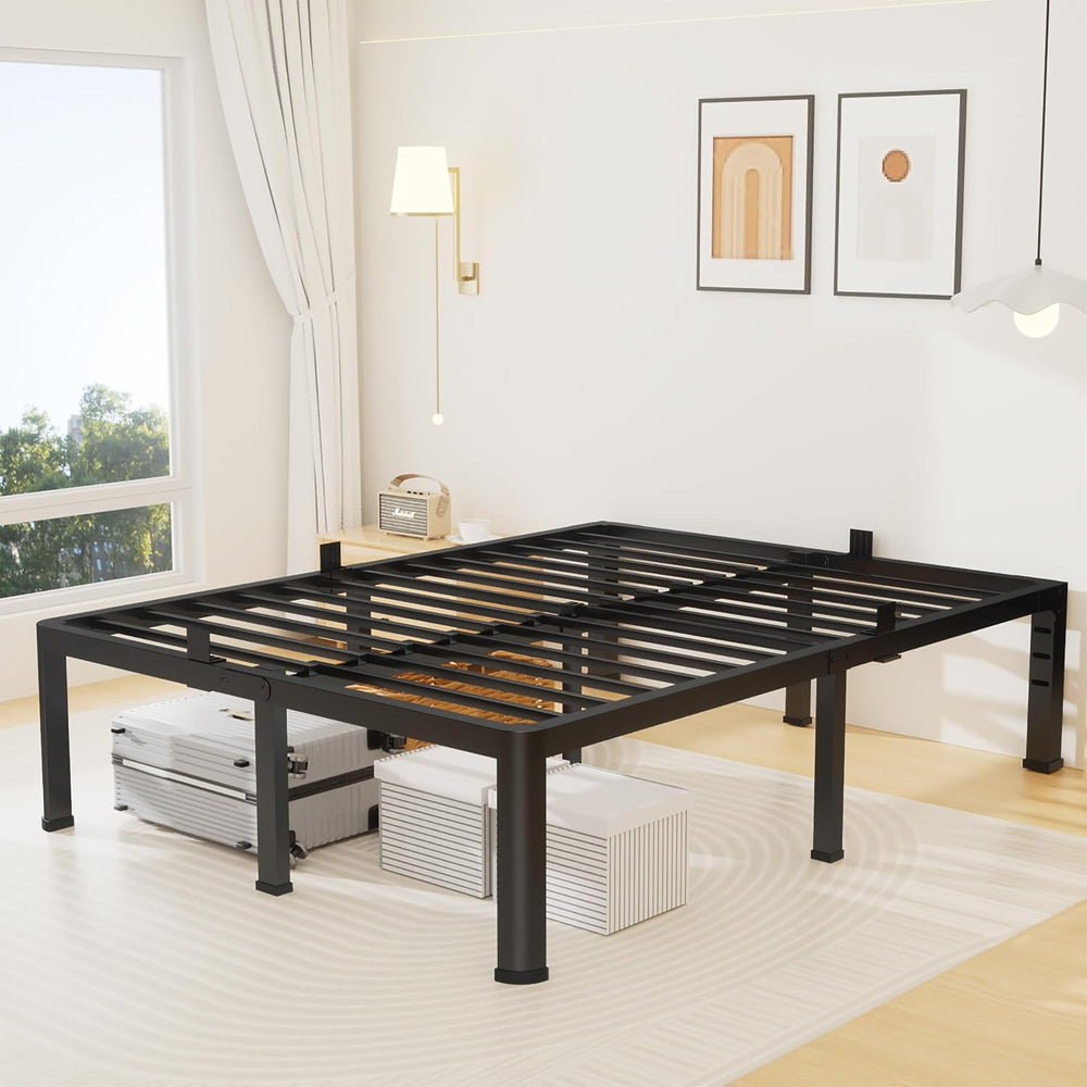 Superay 18 Inch Queen Size Metal Platform Bed Frame with Round Corners Leg
