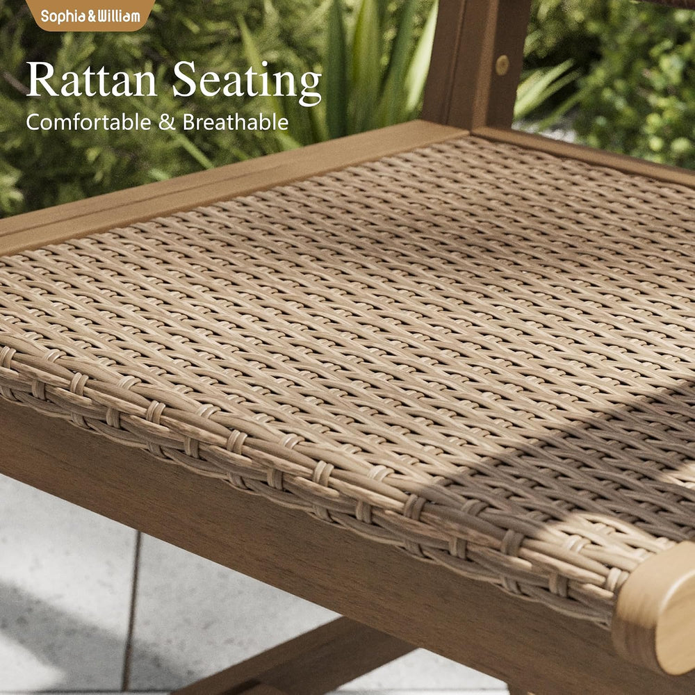 Sophia & William Patio Dining Set, Rattan, Wood, Light Brown