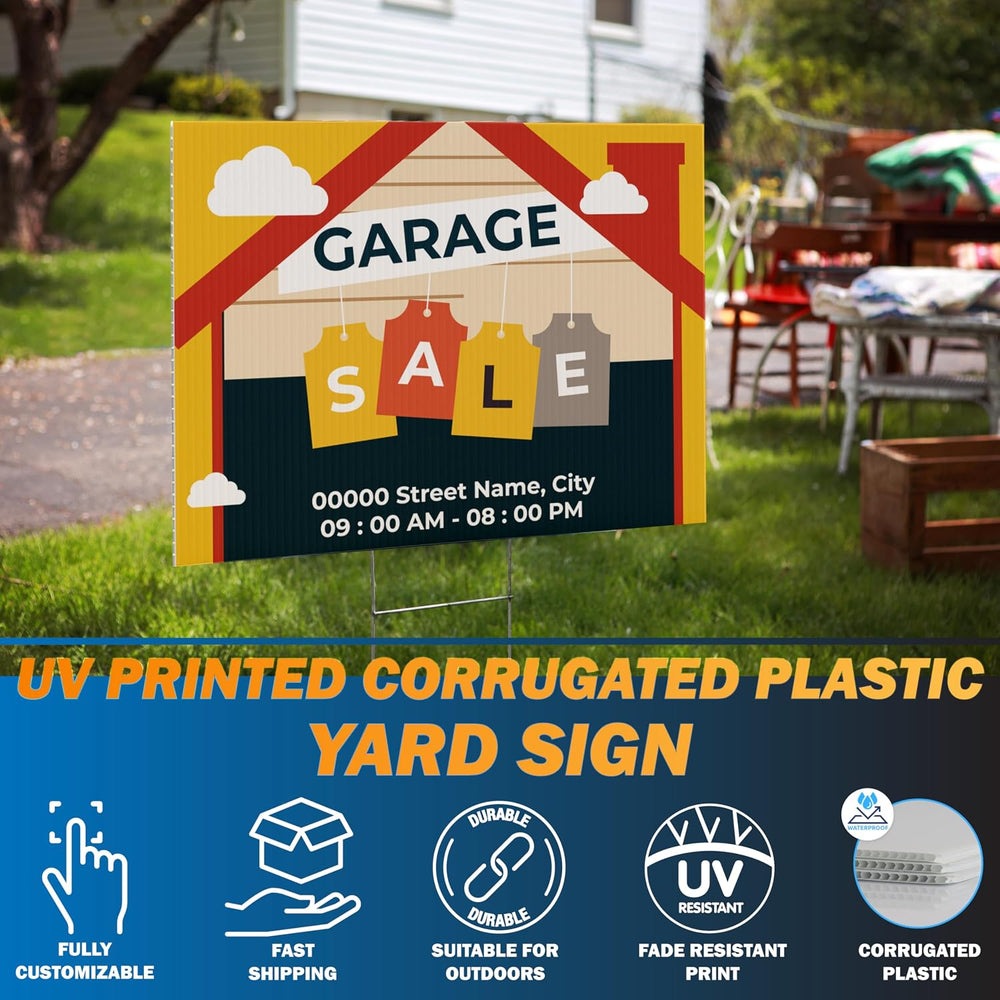 Pack of 10, Custom Yard Sign - Upload Your Design, 3 Sizes, 35 Backgrounds, 2...