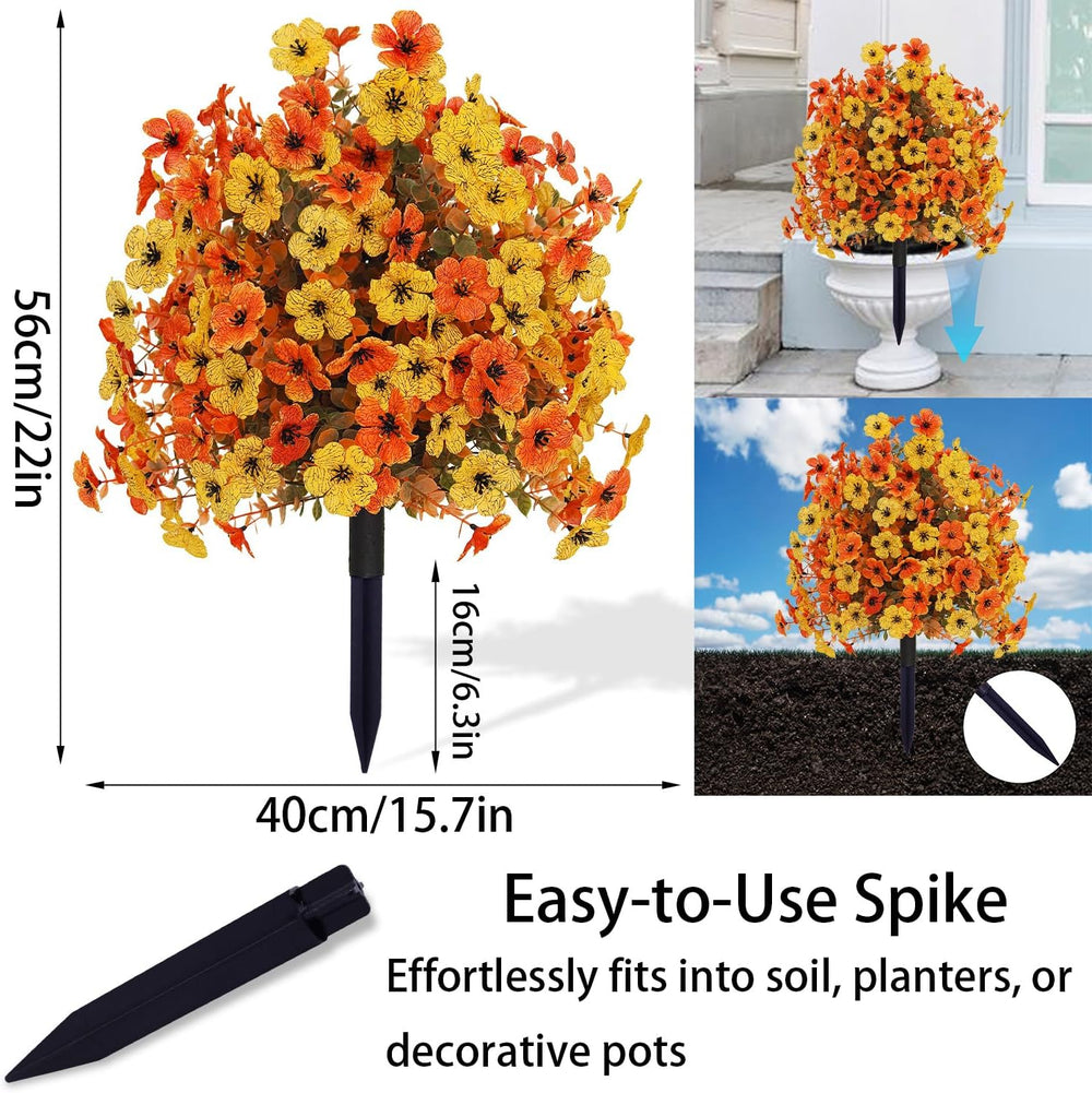 Outdoor Fall Artificial Flowers - 2 Pack Topiary Flower Balls with Ground Sta...