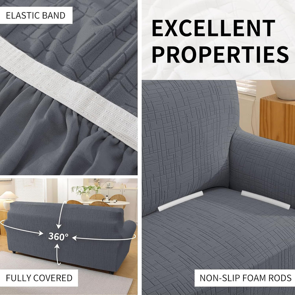 Super Stretch Armchair Covers (Chair 35"-45", Light Gray)
