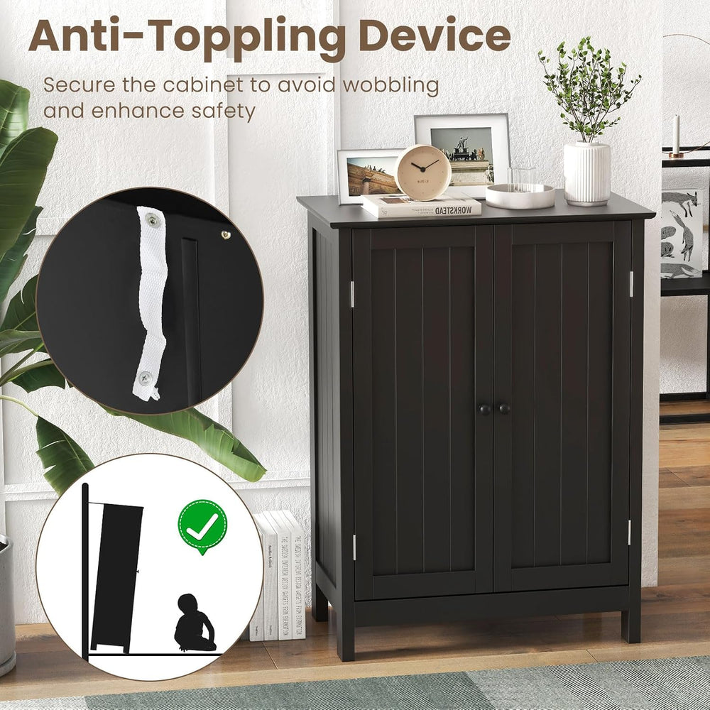 COSTWAY Bathroom Storage Cabinet, Freestanding Bathroom Organizers (Black)