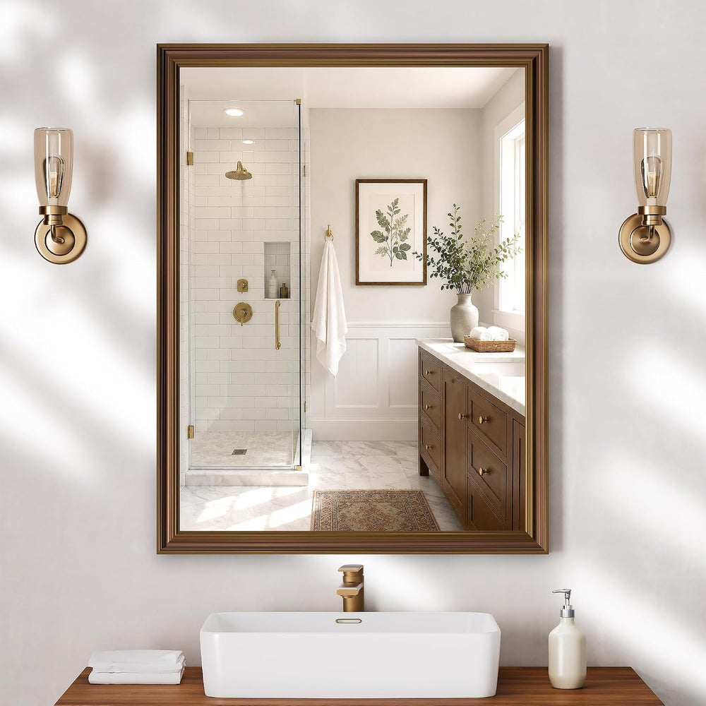Farmhouse Bathroom Wood Frame Mirror 40" x 30"
