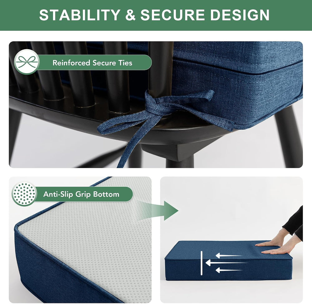 Summsun Outdoor Chair Cushions, Faux Linen Backrest and Deep Seat Cushion Set...