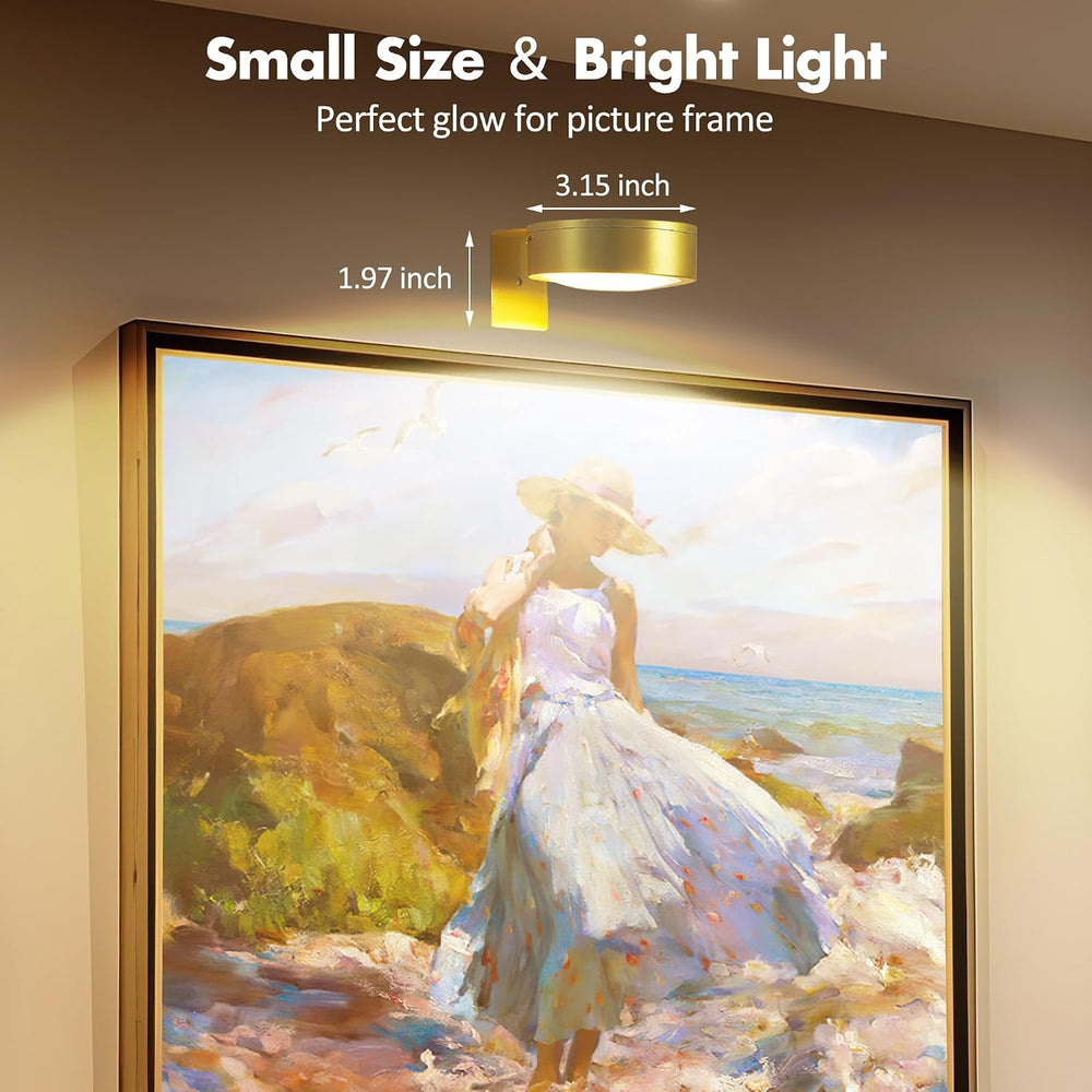 Picture Lights for Wall, Wireless Poster Lights Battery Operated, Gold
