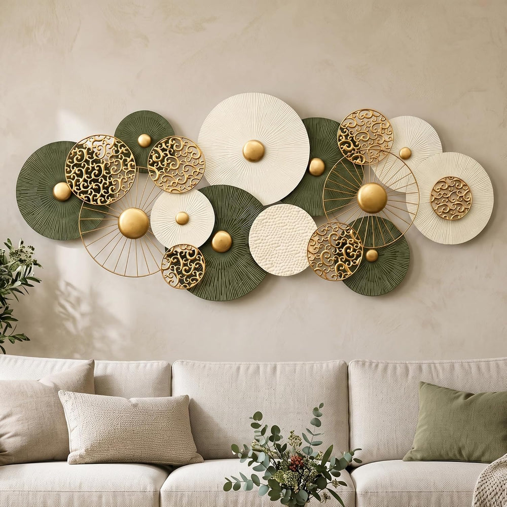 HAVFIFK 55x24in Large 3D Metal Wall Art for Living Room,Geometric Design