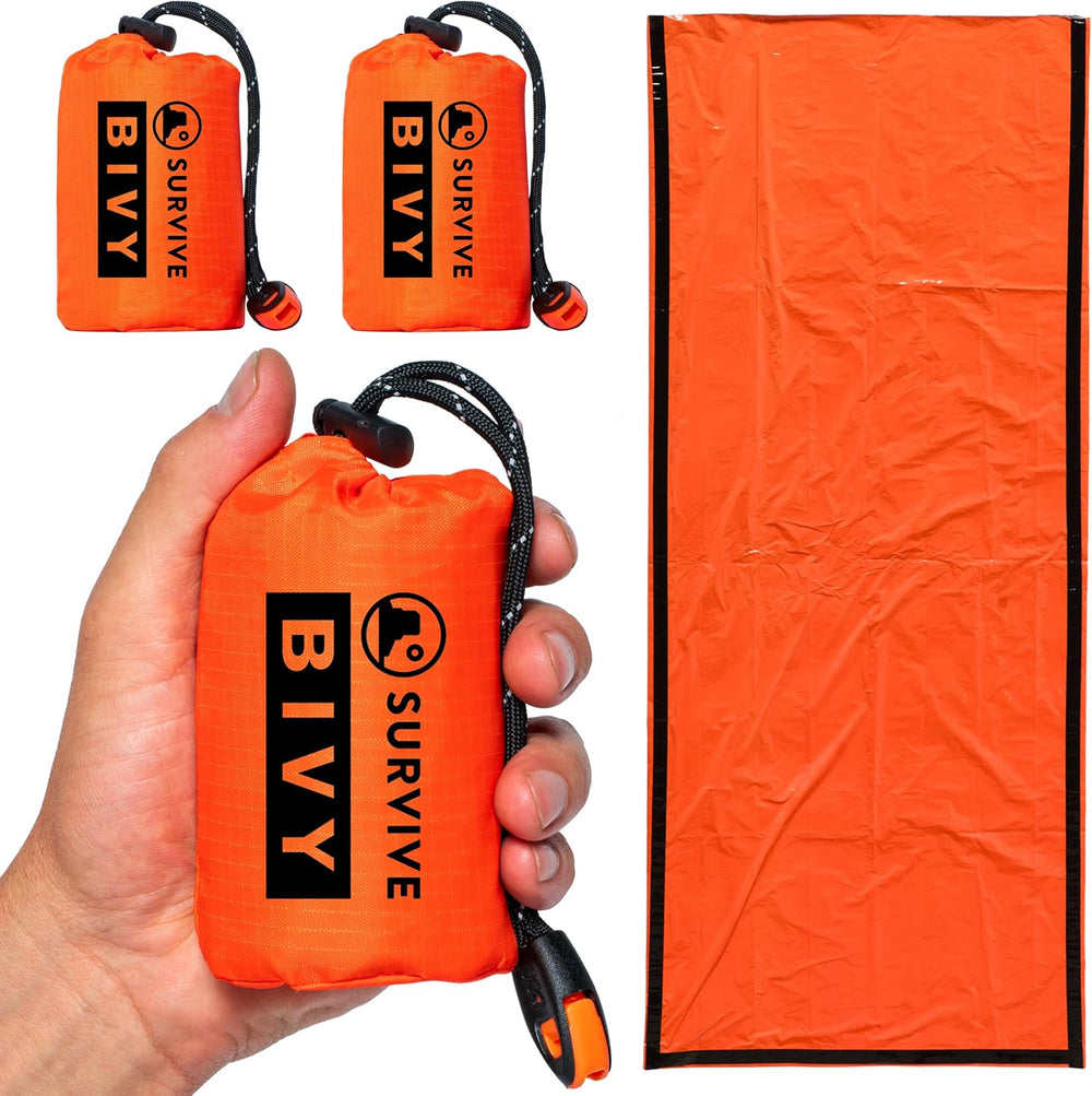 SURVIVE Sleeping Bag 2 Pack, Mylar Emergency Camping Hiking Bivy for Survival...