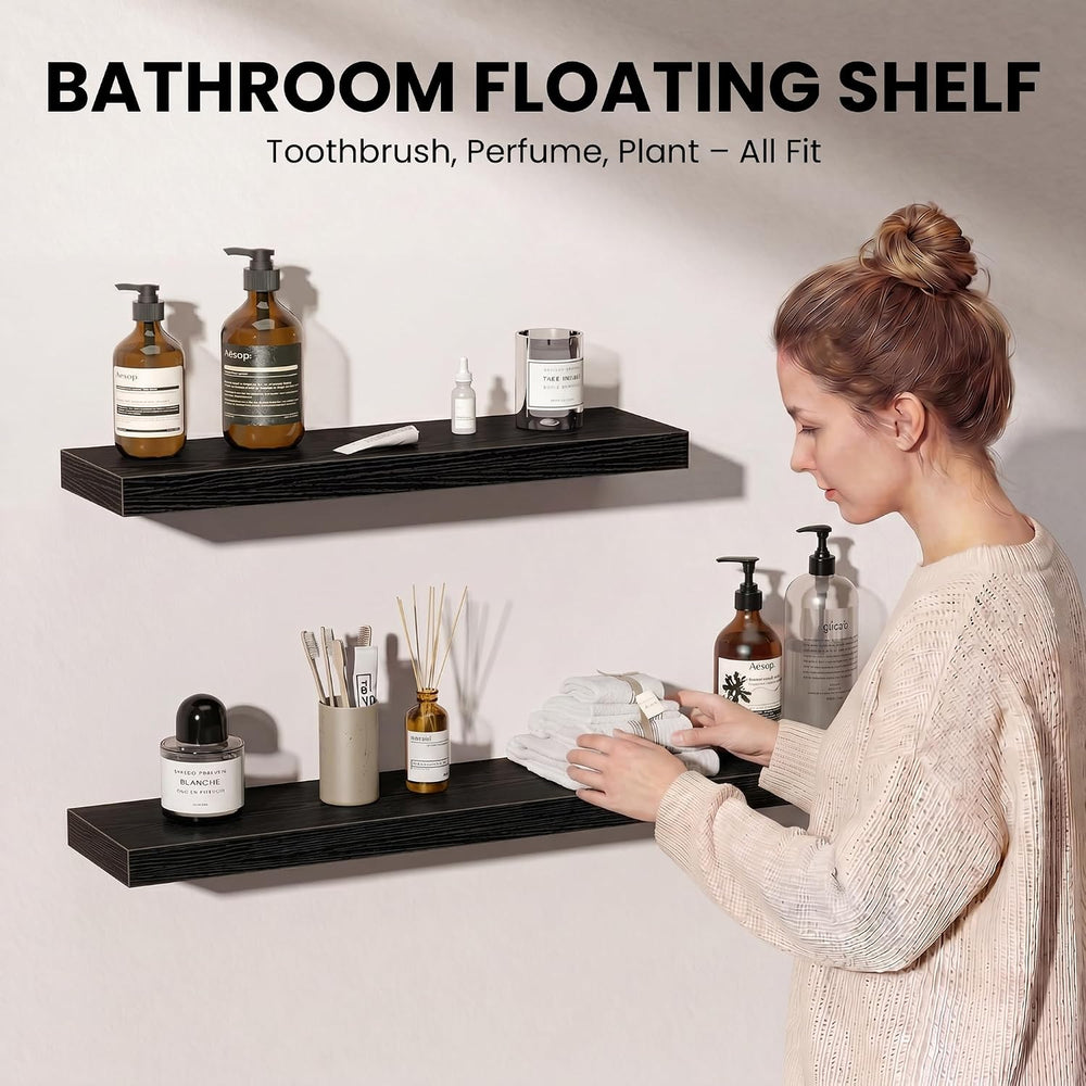 Fun Memories 8"x8" Square Floating Shelves for Wall, Black, 4-Pack