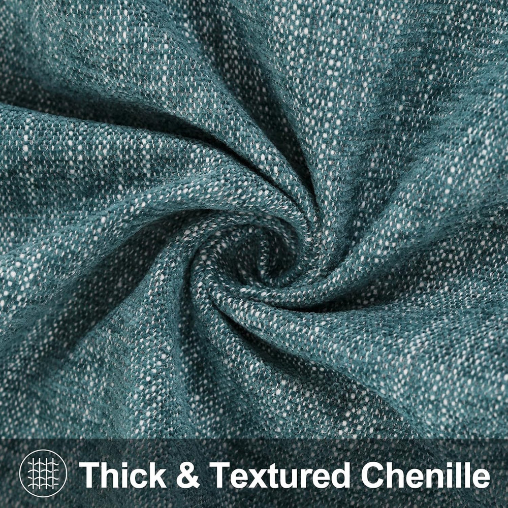 decorUhome Fall Teal Chenille Throw Pillow Covers 24x24 Set of 2