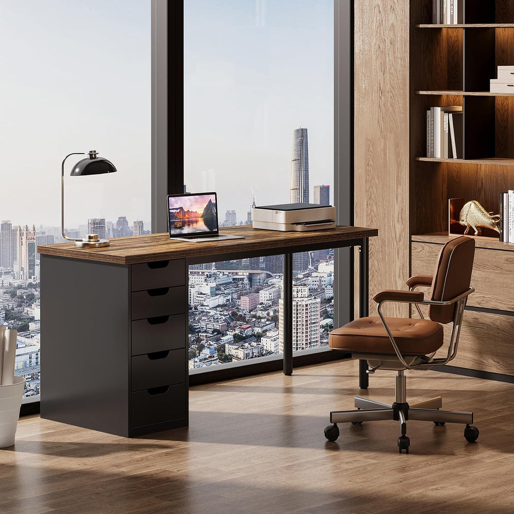 Tribesigns 47 Inch Computer Desk with 5 Drawers