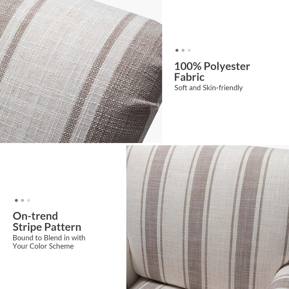 HULALA HOME Farmhouse Accent Chair with Stripe Pattern, Tan