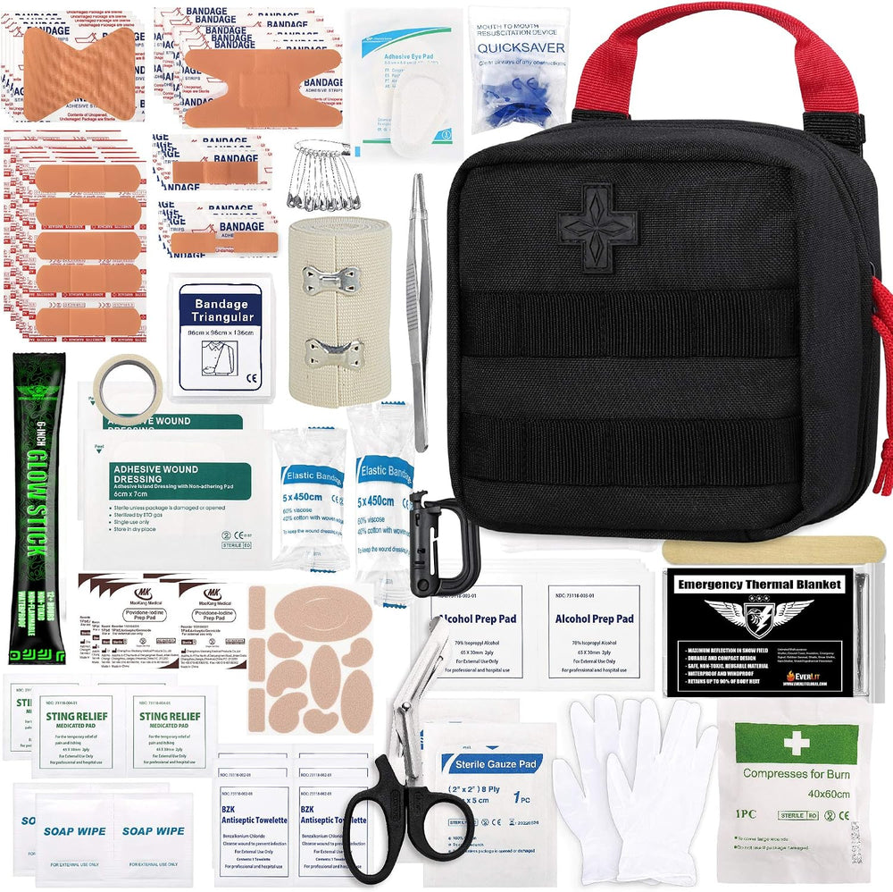 Everlit 180 Pieces Tactical First Aid Kit IFAK Molle EMT Pouch Outdoor Campin...