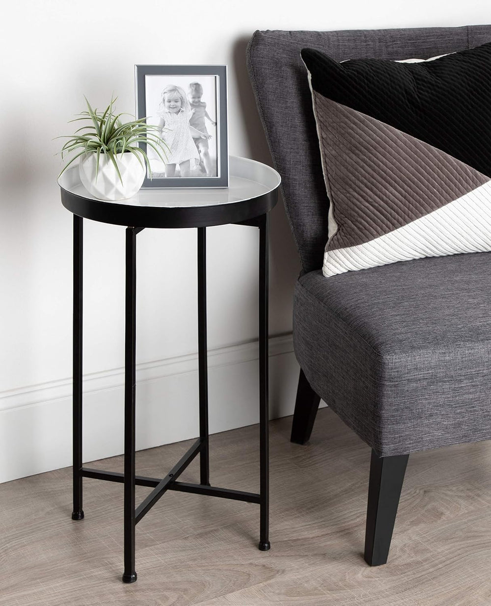 Kate and Laurel Celia Round Foldable Tray Accent Table, 14" x 14" x...