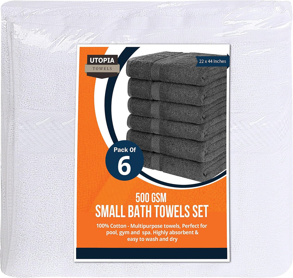 Utopia Towels 6 Pack Medium Bath Towel Set, 500 GSM 100% Ring Spun Cotton, Li...