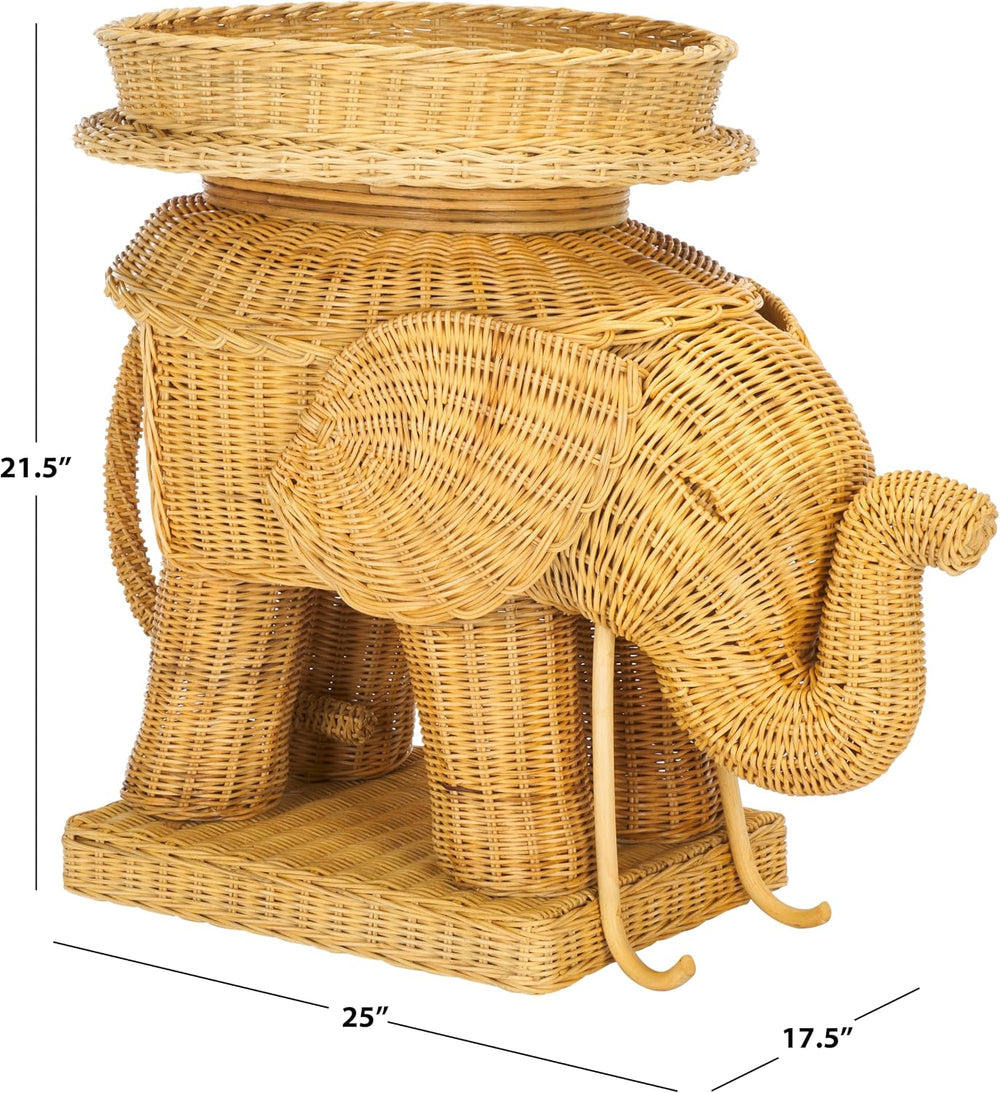 SAFAVIEH Balford Rattan Side Table, 25" Boho Natural SEA7038A
