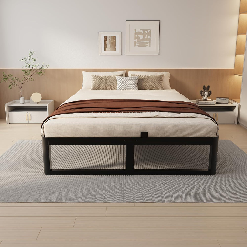 VYM 12 Inch Full Bed Frame, Heavy Duty Steel, No Box Spring, Black