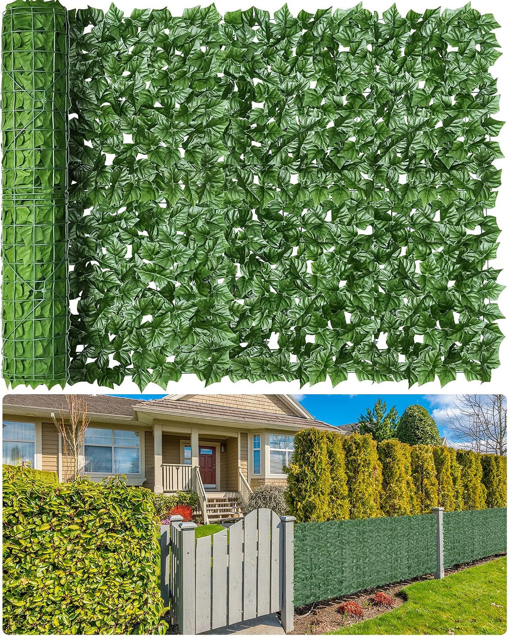 Artificial Ivy Privacy Fence Screen, 40x200in(54 Sqft) Anti-Ultraviolet Artif...