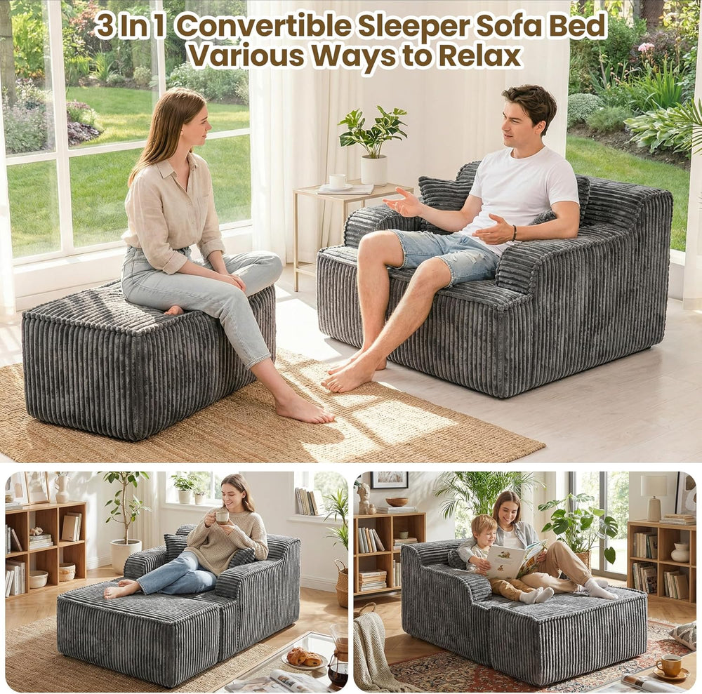 Chaise Lounge Chair Indoor,Boneless Chair with Ottoman,Comfy Reading Chair fo...