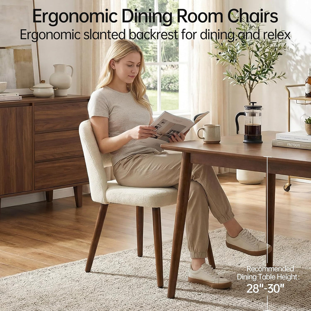 Usaint Wooden Dining Chairs Set of 6, Fabric Dining Room Chairs, Beige