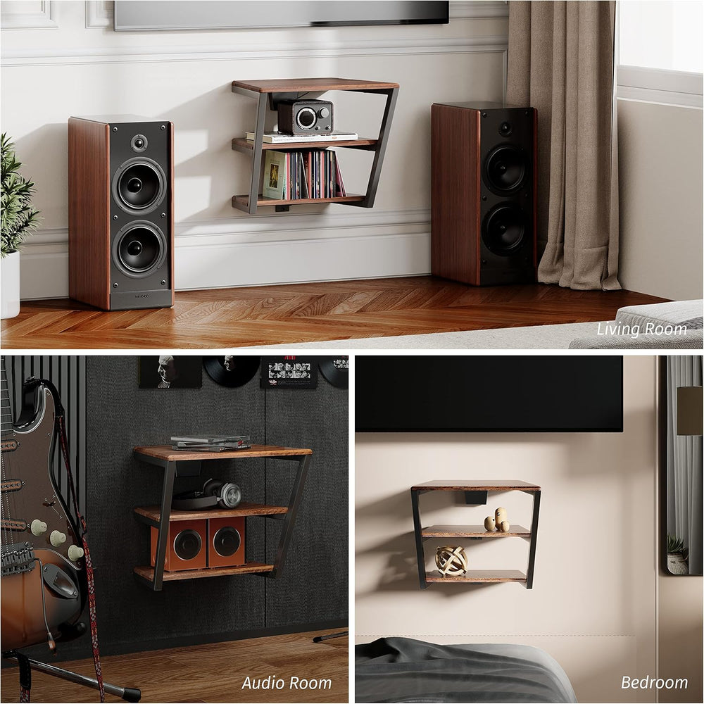 FITUEYES Design Floating Wall Shelves Entertainment Center Wooden AV Media Sh...