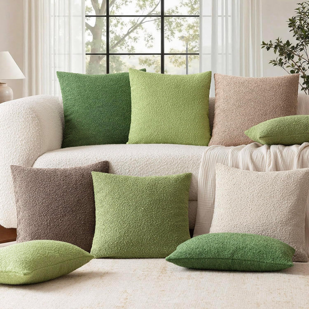Foindtower Decorative Textured Boucle Throw Pillow Cover 26x26 Forest Green