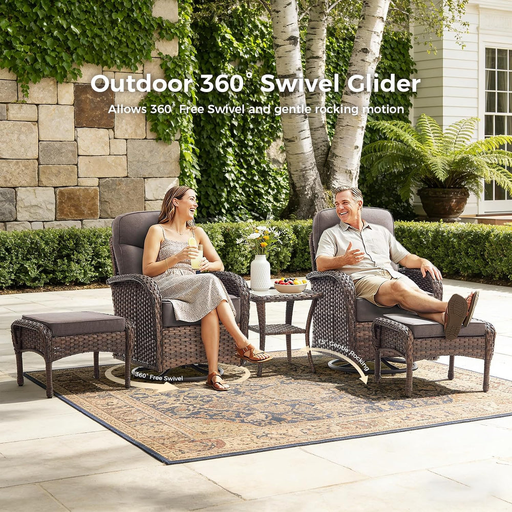 Luxury Outdoor Swivel Rocker Patio Chairs with 6-Inch Thick Cushions, High Ba...