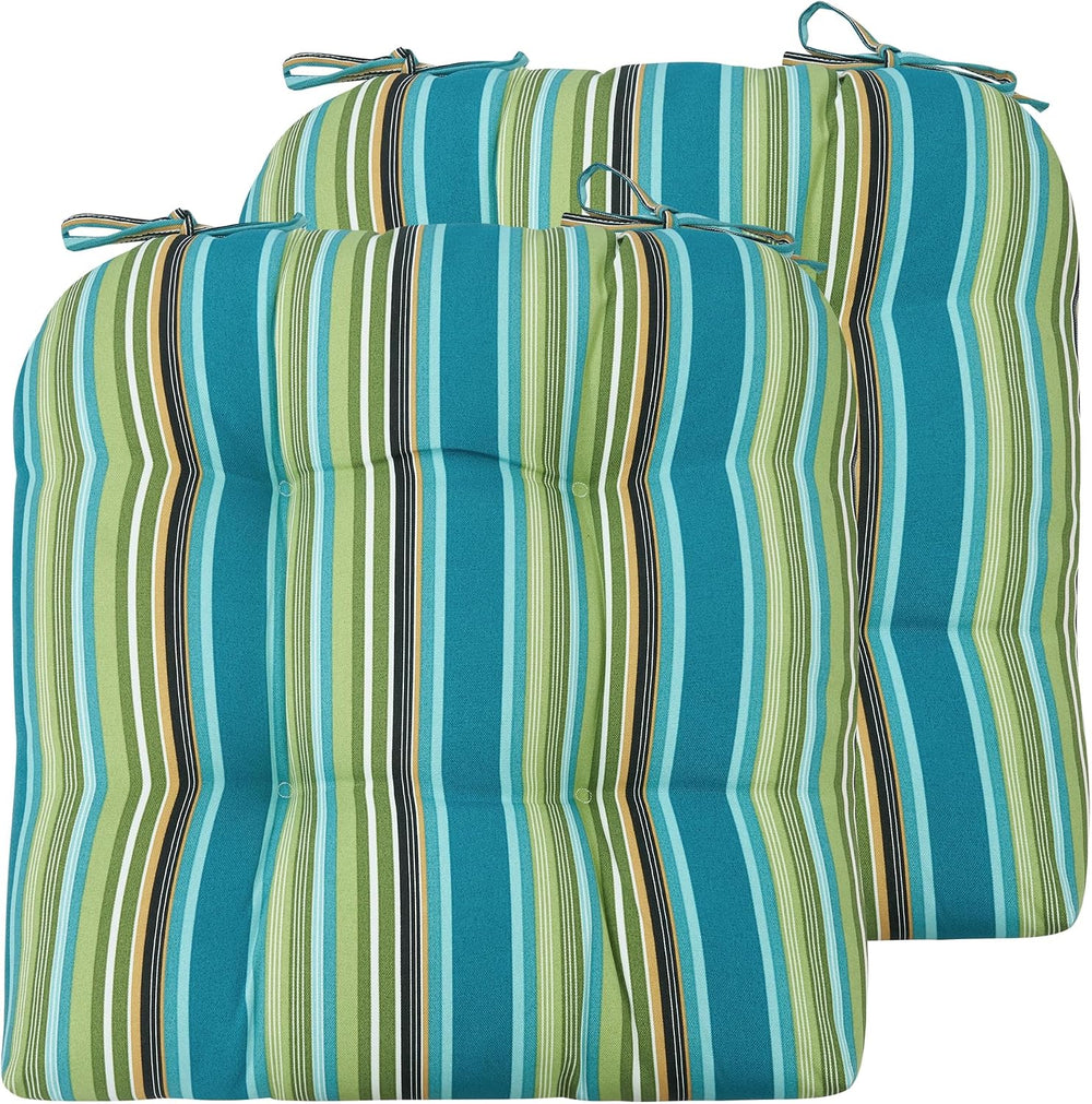 Indoor/Outdoor Tufted Seat Cushions with Ties Set of 2, 19"x19" Cha...