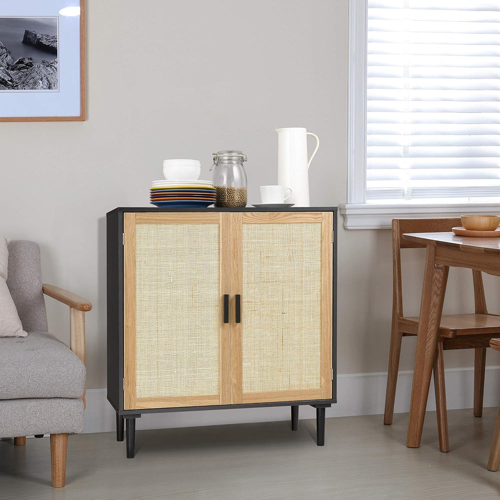 Finnhomy Sideboard Buffet Cabinet, Kitchen Storage Sideboard with Rattan Deco...