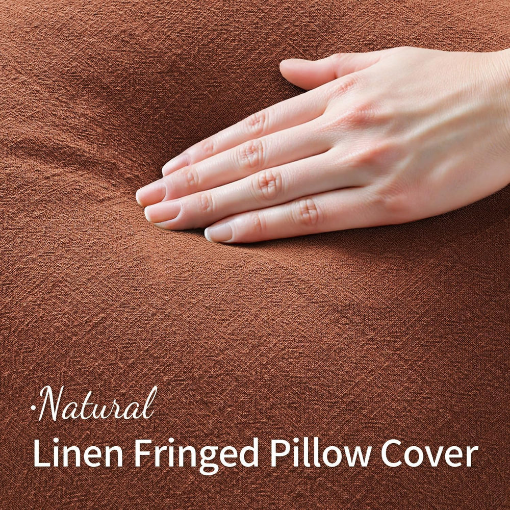MIULEE Linen Fringe Decorative Fall Throw Pillow Covers Late Autumn 20x20