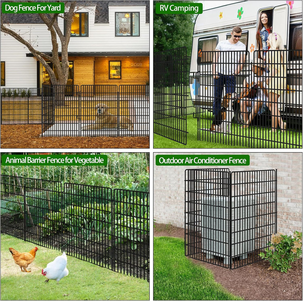 10 Panels Garden Fencing Animal Barrier with Lock, 48 in(H) X 24 Ft(L) Dog Fe...