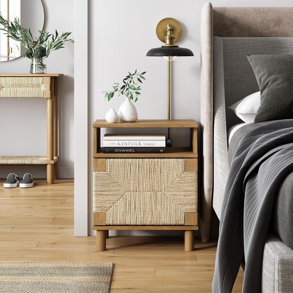 Nathan James Beacon Wood Nightstand, Bohemian Accent Table or Sofa Side Table...